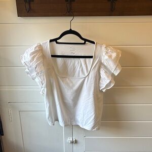 A New Day White Ruffle Sleeve Women's Top